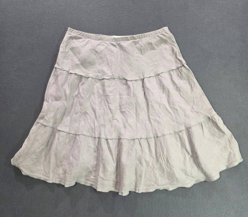 Allen Allen Tiered Crinkle Linen Ruffle Mini Skirt ivory X-Large A008541